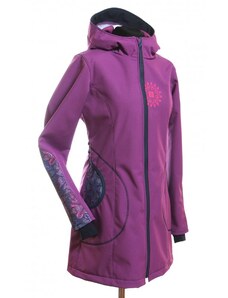 BajaDesign dívčí softshellový kabát, fialový + fialové mandaly