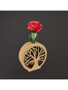 AMADEA Dřevěná váza kulatá - strom, masivní dřevo, výška 15 cm, český výrobek