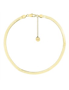 Manoki Ocelový náhrdelník Elsa Gold 5 mm plochý had, chirurgická ocel, choker