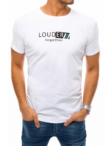 Buďchlap Bílé bavlněné tričko s potiskem Louder