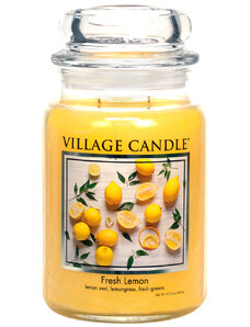 VILLAGE CANDLE vonná svíčka ve skle Fresh Lemon, velká
