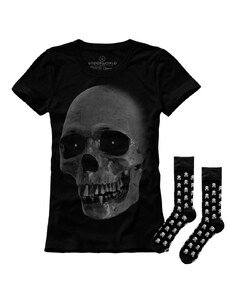 Dárková sada dámské tričko + ponožky UNDERWORLD Skull