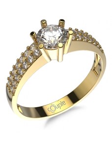 Jiskřivý zásnubní prsten Nixia ve žlutém zlatě s brilianty