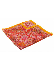 Pranita Hedvábný šátek s potiskem tmavě žluto-růžový
