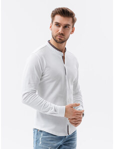 Ombre Clothing Pánská pletená košile s dlouhým rukávem - bílá V1 K542