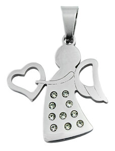 BM Jewellery Dámský přívěsek anděl z chirurgické oceli se zirkony S11302060