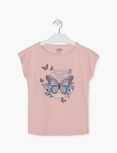 LOSAN Dívčí tričko krátký rukáv Motýl