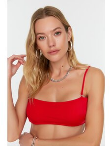 Trendyol Red Back Detail Bandeau Bikini Top