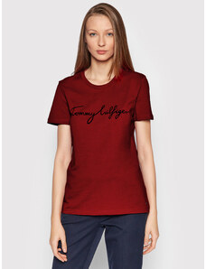 Tommy Hilfiger dámské tmavě červené tričko