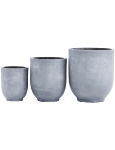 House Doctor Set tří šedých cementových květináčů Gard 18/24/31 cm