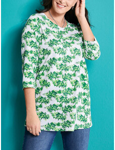 Midtown Dámské zelenobílé bavlněné tričko plus size A1501