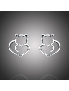 GRACE Silver Jewellery Stříbrné náušnice Kitty, stříbro 925/1000, kočka