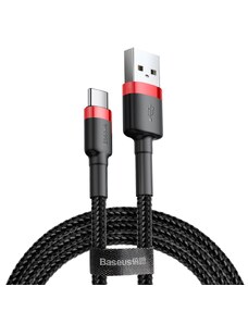 Baseus Cafule Cable odolný nylonový kabel USB/USB C QC3.0 2A 2M (CATKLF C91) Černo/červený