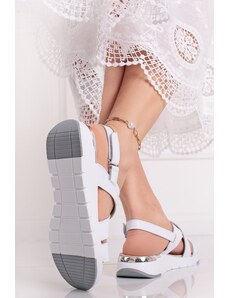 Comfy Bílé kožené platformové sandály Lorena