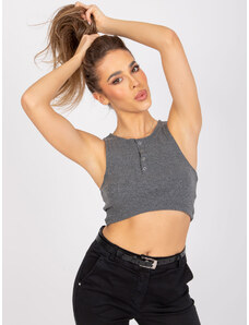 RUE PARIS ŠEDÝ CROP TOP S KNOFLÍČKY RILEY --GREY Šedá