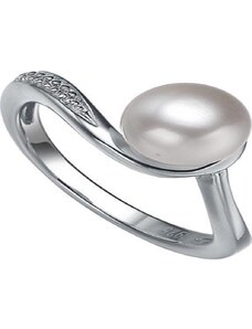 Stříbrný prsten s perlou a zirkony 51