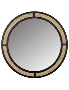White Label Černé kovové závěsné zrcadlo WLL AIDA 76 cm