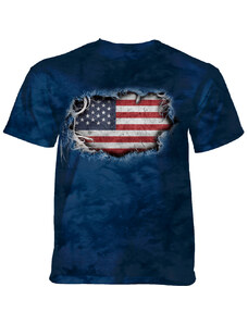 Pánské batikované triko The Mountain - Tear Thru Flag - modré