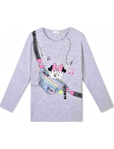 KUGO-Dívčí bavlněné tričko dlouhý rukáv Minnie šedý melír