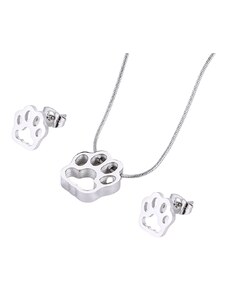 Set náušnice a náhrdelník s kočičí tlapkou - chirurgická ocel