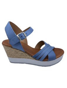 Dámské kožené sandále na klínku MISSTIC 70137 modré