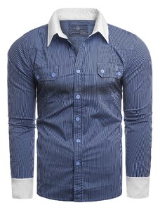 Risardi Pánská košile s dlouhým rukávem rl M07 bílá/modrá