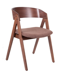 Ořechová dřevěná jídelní židle Somcasa Rina s hnědým sedákem
