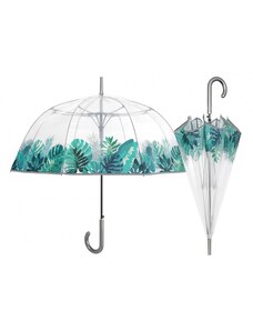 Perletti Dámský průhledný deštník PVC se vzorem "Listy"