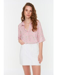 Trendyol Pink Floral Patterned Woven Blouse