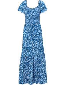 bonprix Potištěné dlouhé šaty z udržitelné viskózy Modrá