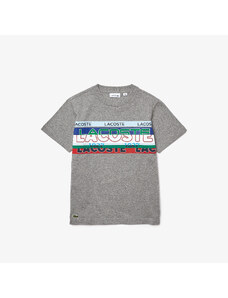 Lacoste Chlapecké tričko z bavlněného fleecu s výstřihem ke krku a potiskem