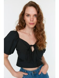 Trendyol Black Balloon Sleeve Crop Blouse