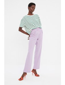 Trendyol Lilac široké plisované tkané kalhoty