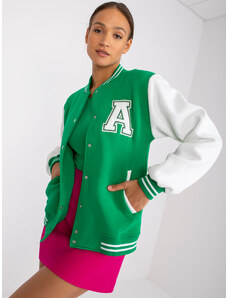 BASIC ZELENO-BÍLÝ MIKINOVÝ BOMBER PALMA -EM-BL-697,88-GREEN-WHITE Zelená