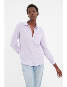 Trendyol Lilac Woven Cotton Shirt with Pocket