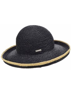 Dámský letní černý slaměný klobouk s širší krempou Seeberger - Crochet Big Brim