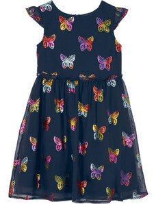bonprix Slavnostní dívčí šaty ze šifónu s motýlým vzorem Modrá
