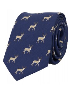 BUBIBUBI Tmavomodrá kravata s jeleny