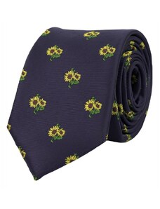 BUBIBUBI Tmavomodrá kravata se slunečnicemi