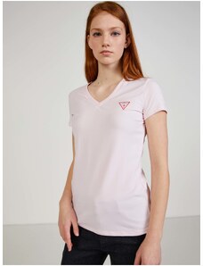 Světle růžové dámské tričko Guess - Dámské