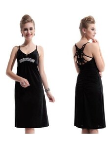 Ever Pretty krátké jednoduché černé společenské šaty