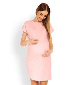 ProMamku Těhotenské asymetrické šaty s krátkým rukávem v růžové barvě