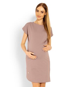 ProMamku Cappuccinové asymetrické šaty s krátkym rukávom pre tehotné
