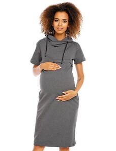 ProMamku Tmavosivé tehotenské a dojčiace šaty s krátkym rukávom