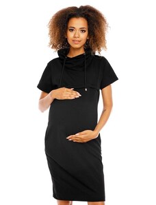 ProMamku Těhotenské a kojící černé šaty s krátkým rukávem