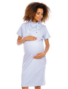 ProMamku Těhotenské a kojící modré šaty s krátkým rukávem