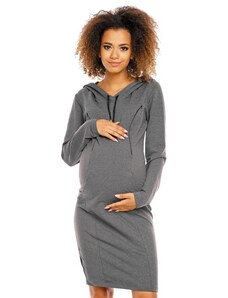 ProMamku Těhotenské a kojící tmavě šedé šaty s kapucí