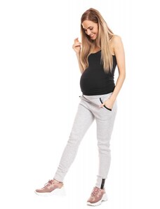 ProMamku Světlešedé kalhoty s kapsami se zvýšeným pasem pro těhotné