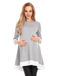 ProMamku Těhotenské mini asymetrické šaty s lemem v šedé barvě
