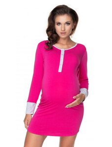 ProMamku Růžová těhotenská a kojící noční košile na krmení s knoflíky na hrudi